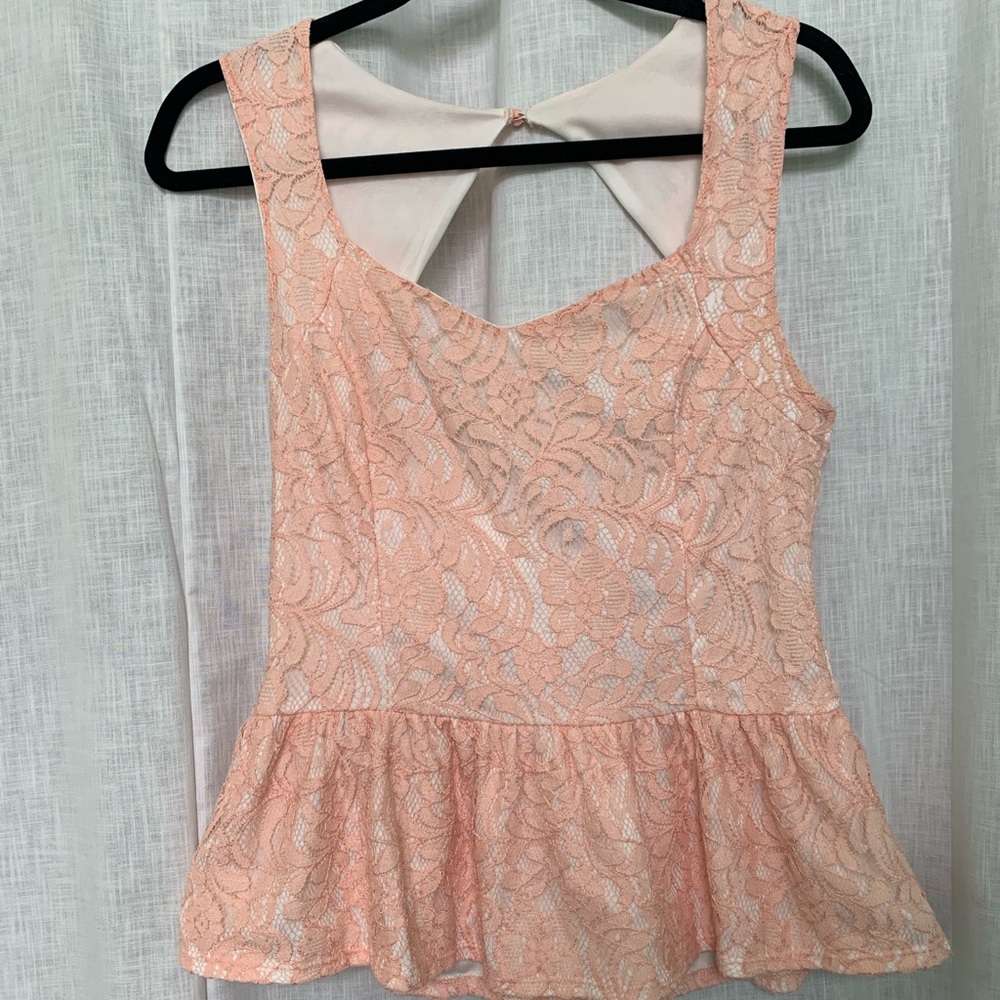 Peach Lace Peplum Top from Charolette Russe